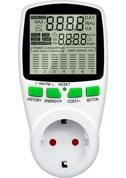 Dijital LCD Enerji Ölçer Wattmetre Güç Analizörü Ab Fişi (Yurt Dışından)