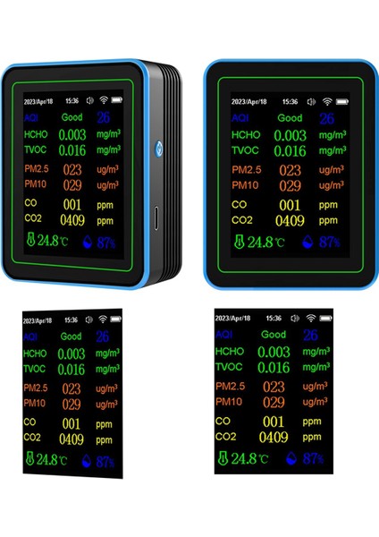 Tuya Wifi 12'si 1 Arada Hava Kalitesi Monitörü Siyah (Yurt Dışından)