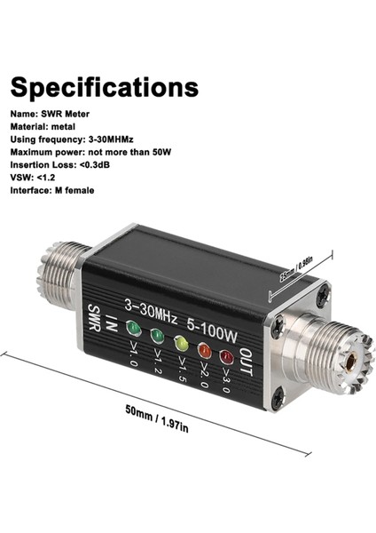 LED Swr Metre 3-30MHZ Frekans Kısa Dalga Duran Dalga Göstergesi (Yurt Dışından)