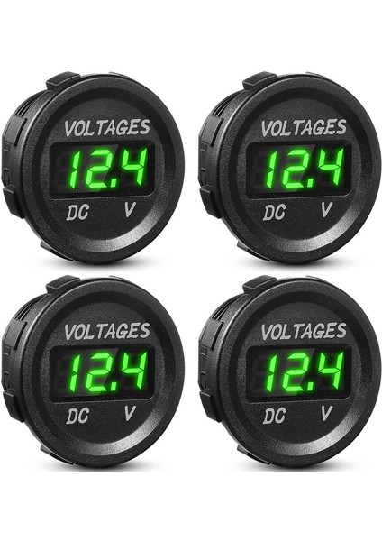 4xdc 12V Araba Voltaj Göstergesi LED Ekran Voltmetre Monitörü -Yeşil (Yurt Dışından)