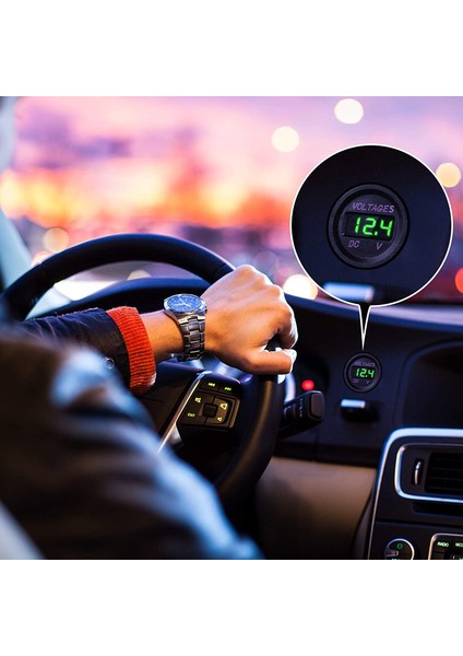4xdc 12V Araba Voltaj Göstergesi LED Ekran Voltmetre Monitörü -Yeşil (Yurt Dışından)
