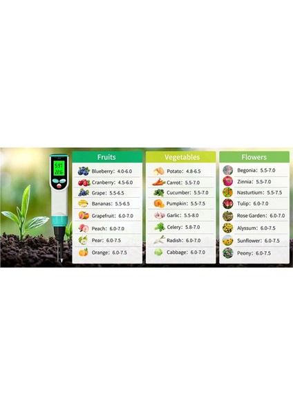 Toprak Ph Ölçer 0.00-14.00PH Dijital Sıcaklık Asitlik Toprak Test Cihazı (Yurt Dışından)