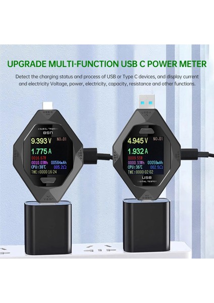 Yeni Çok Fonksiyonlu Voltaj Akım Güç Ölçer Tip-C&usb (Yurt Dışından)