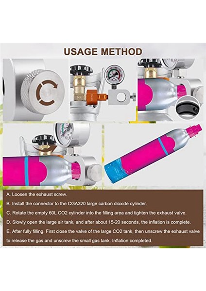 3500PSI Basınç Ölçerli Co2 Dolum Adaptörü, Soda Doldurmak Için (Yurt Dışından)