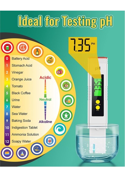 Su Için Ph Ölçer, 0-14 Ph Ölçüm Aralığı ile 0.01 Yüksek Doğruluk (Yurt Dışından)