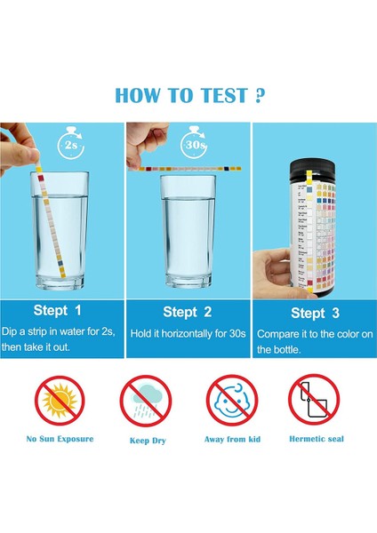 16'sı 1 Arada Su Test Kitleri, 100 Adet Içme Suyu Test Şeritleri (Yurt Dışından)