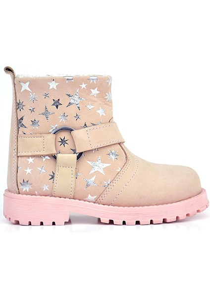 Chiron Hakiki Deri Pudra Yıldız Desenli Fermuarlı Kürklü Kız Çocuk Bot fiyatları