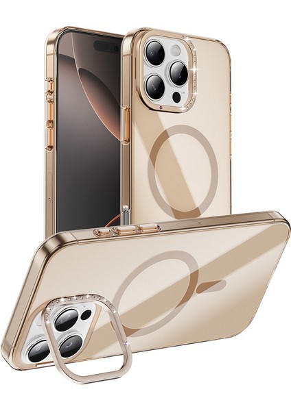 Iphone 16 Pro Uyumlu Wirelees Şarj Özellikli Sert Pc Kamera Standlı Kapak Kılıf
