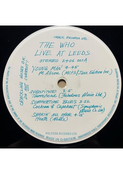The Who Live At Leeds LP Plak