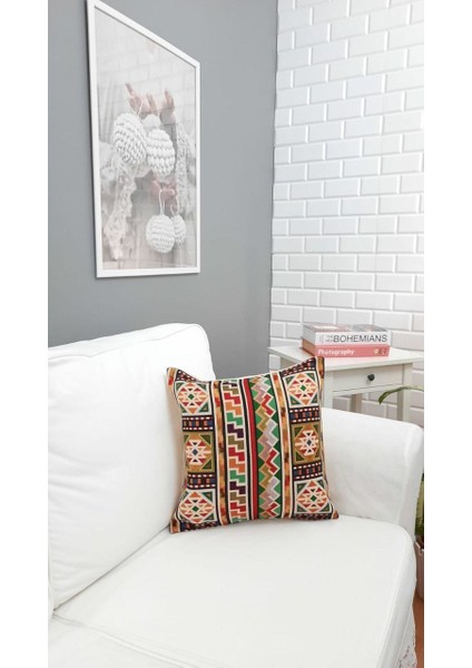 Goblen Pamuk Dokuma Kumaş Yastık Kırlent Kılıfı Pillow