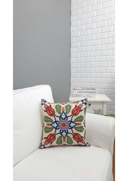 Goblen Pamuk Dokuma Kumaş Yastık Kırlent Kılıfı Pillow