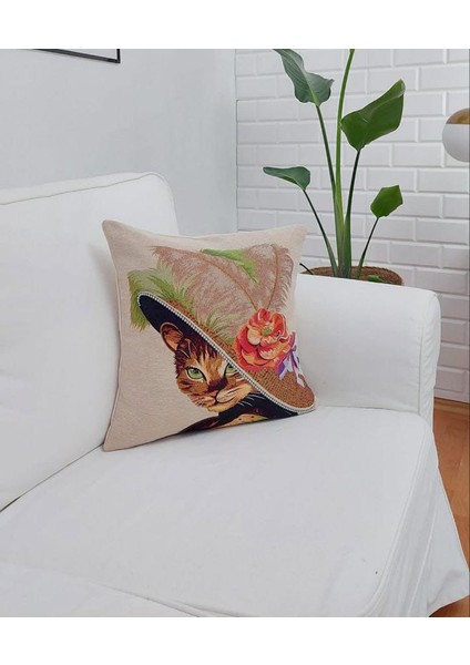 Goblen Pamuk Dokuma Kumaş Yastık Kırlent Kılıfı Pillow