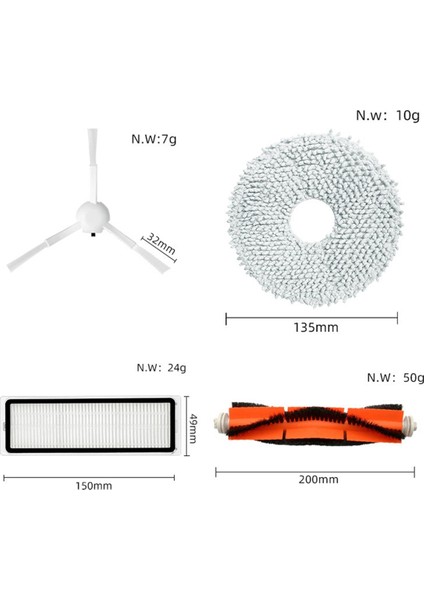 Xiaomi Robot Vakum X10 + Artı B101GL Ana Yan Fırça Paspas Bezi Hepa Filtre Toz Torbası Yedek Kit Parçaları (Yurt Dışından)