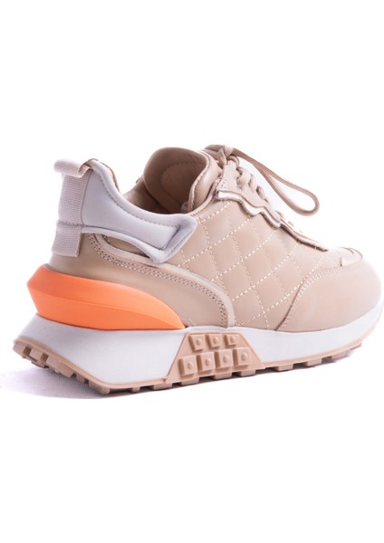 Strap Bej Kapitone Gerçek Deri Sneaker