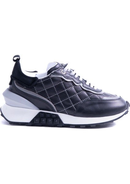 Strap Siyah Kapitone Gerçek Deri Sneaker