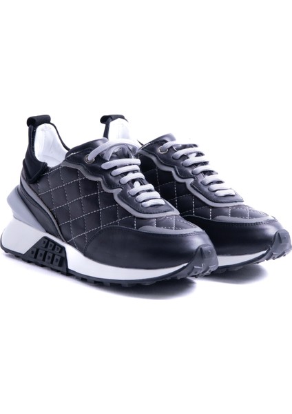 Strap Siyah Kapitone Gerçek Deri Sneaker