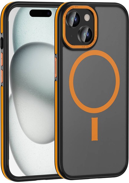 Apple iPhone 15 Uyumlu Wirelees Şarj Özellikli Kamera Çıkıntılı Tam Koruma Kapak Kılıf