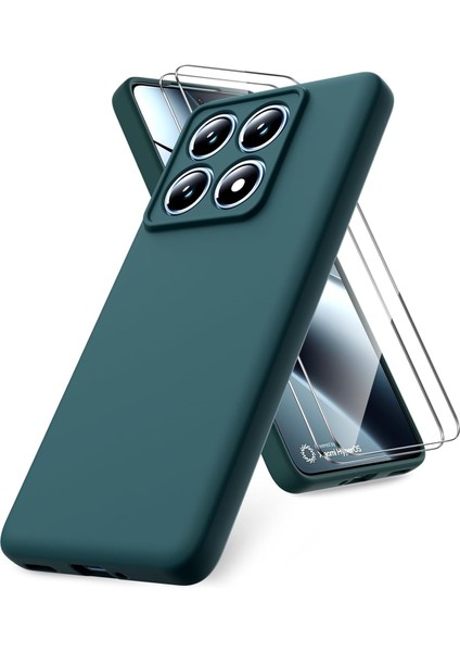 Xiaomi Mi 14T Pro Kılıf Kamera Korumalı Renkli Yumuşak Mat Silikon + 9h Ekran Koruyucu Cam 2in1 Set