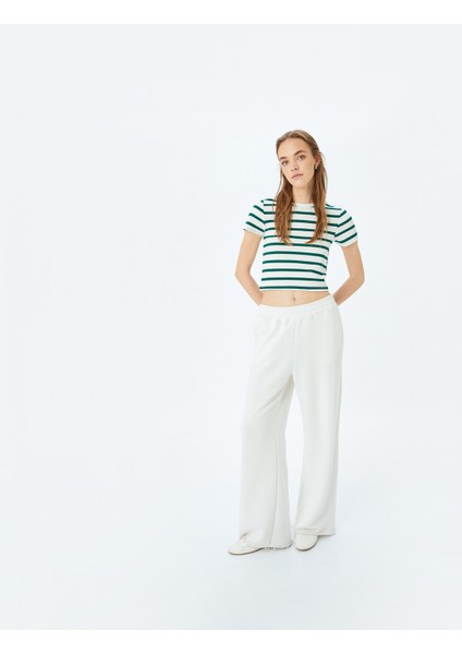 Basic Çizgili Bisiklet Yaka Kısa Kollu Kaşkorse Slim Fit T-Shirt fiyatları