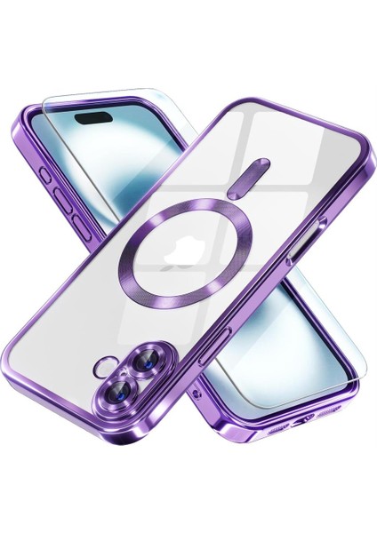 Apple iPhone 16 Plus Kılıf Magsafe Kamera Lensli Korumalı Şeffaf Silikon Kapak