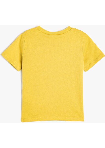Dinozorlu T-Shirt Kısa Kollu Bisiklet Yaka Pamuklu