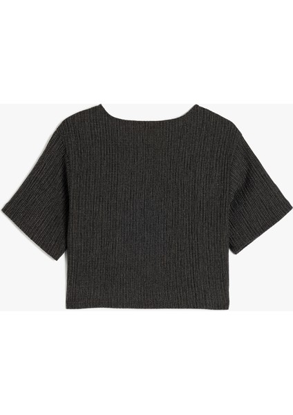 Bluz Kısa Kollu Yuvarlak Yaka Önden Bağlamalı fiyatları