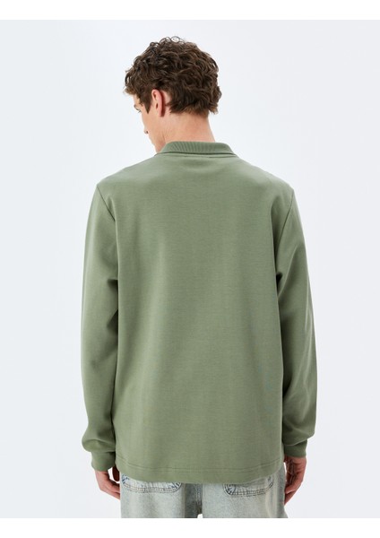 Pamuklu Interlok Kumaş Polo Yaka Sweatshirt
