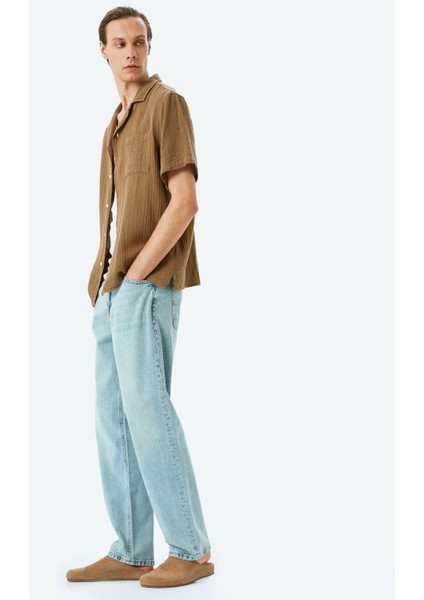Vintage Straight Kot Pantolon Cep Detaylı Pamuklu