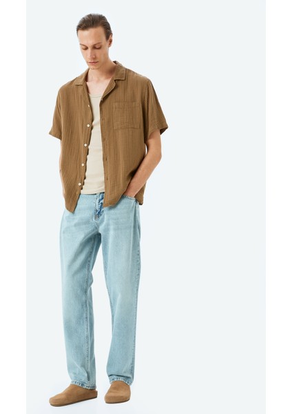 Vintage Straight Kot Pantolon Cep Detaylı Pamuklu