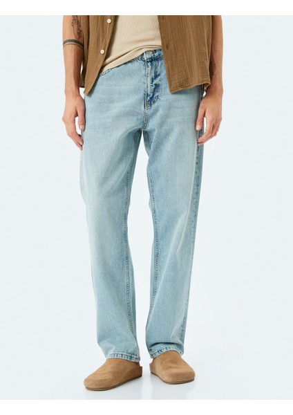 Vintage Straight Kot Pantolon Cep Detaylı Pamuklu