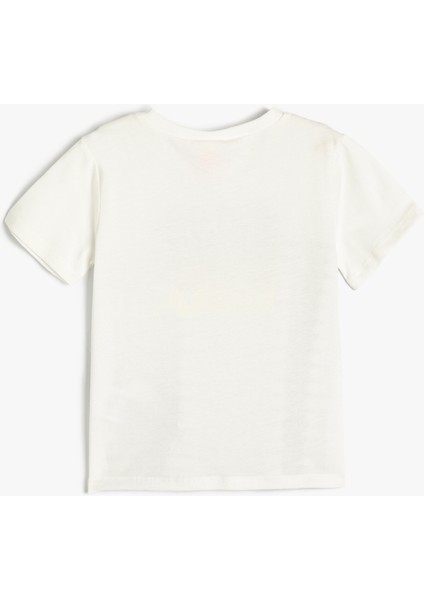T-Shirt Baskılı Kısa Kollu Bisiklet Yaka Pamuklu