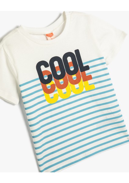 T-Shirt Baskılı Kısa Kollu Bisiklet Yaka Pamuklu