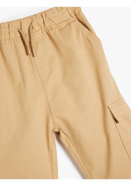 Jogger Kargo Pantolon Beli Lastikli Cep Detaylı Pamuklu