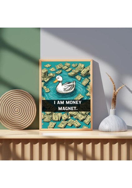 Çerçeveli, Ördek Figürlü Manifest Tablo, Para Mıknatısı, Pinterest Duvar Dekorasyonu