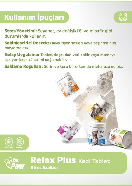 - Relax Plus Kediler için Rahatlatıcı Çiğnenebilir Tablet (60 adet, 90 gr)