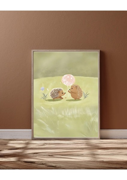 Çerçeveli, 'kirpi' Çocuk Odası 2li Dekoratif Tablo, Modern Pinterest Tarzı Çerçeveli Poster fırsatları