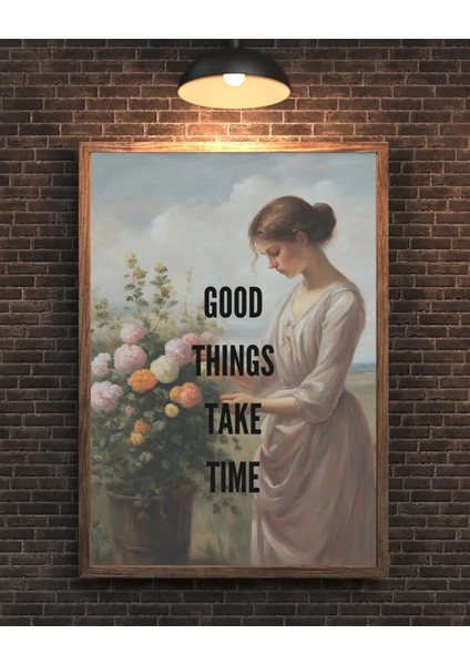 Çerçeveli Poster, Good Thıngs Take Tıme, Pinterest Duvar Dekorasyonu, Modern Tablo