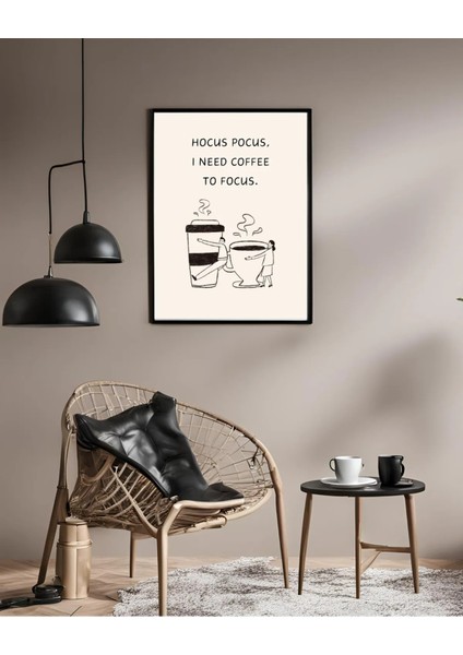 Çerçeveli, 'focus' Kahve Köşesi, Mutfak Dekoratif Tablo, Modern Pinterest Tarzı Çerçeveli Poster