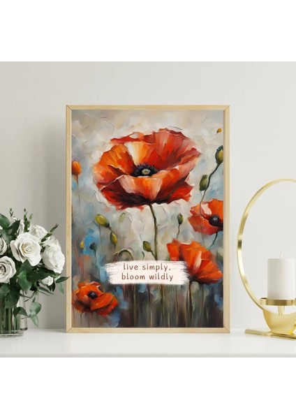 Çerçeveli, Gelincik Çiçek Desenli Yağlıboya Görünümlü Tablo, Pinterest Duvar Dekorasyonu