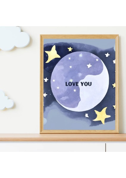 Çerçeveli, 'moon And Back' Çocuk Odası 2li Dekoratif Tablo, Modern Pinterest Tarzı Çerçeveli Poster fiyatları