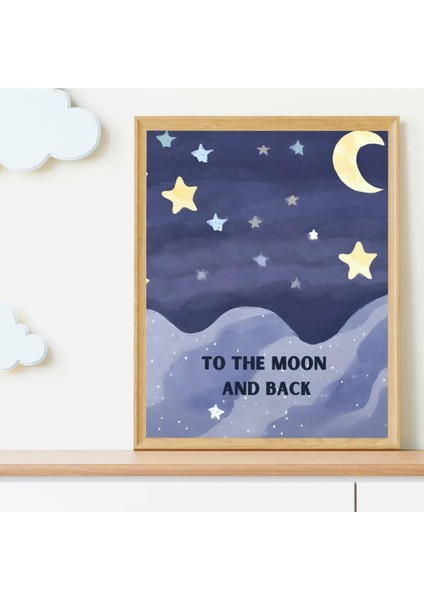 Çerçeveli, 'moon And Back' Çocuk Odası 2li Dekoratif Tablo, Modern Pinterest Tarzı Çerçeveli Poster modelleri
