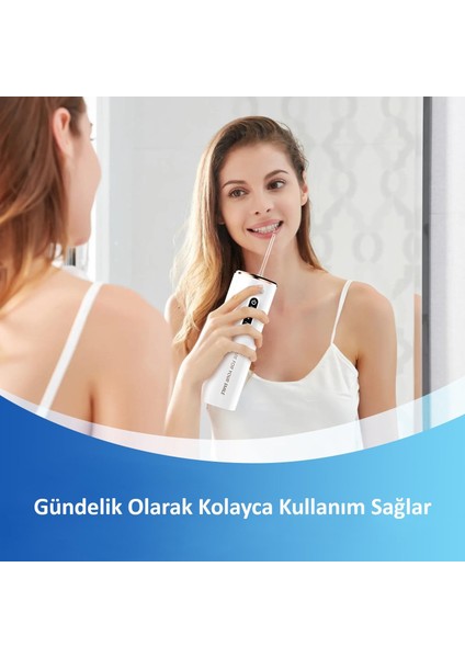 Şarj Edilebilir Taşınabilir Ağız Duşu 280ML Diş Protez Bakım Cihazı Gündelik Kullanım