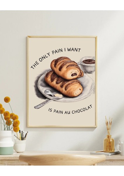 Çerçeveli, 'kruvasan' Mutfak, Kahve Köşesi Dekoratif Tablo, Modern Pinterest Tarzı Çerçeveli Poster