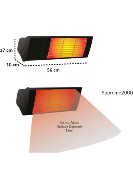 Hottable Supreme 2000 Plus Elektrikli Dış Mekan Isıtıcı | Rehome modelleri