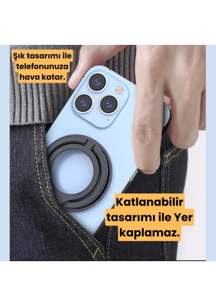Çift Halkalı Yüzük Tipi Manyetik Standlı Telefon Tutucu indirimleri