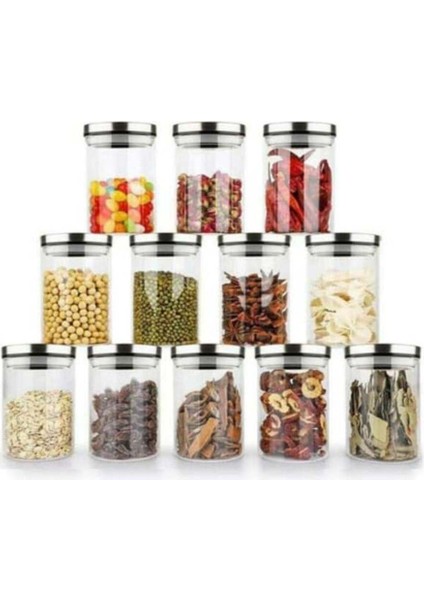 Borosilikat Cam Kavanoz Metal Kapaklı Silikon Contalı 8,5*15 cm