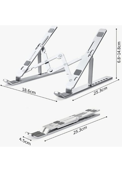 HT-119 Katlanır Alüminyum Laptop ve Tablet Standı Çift Kenetli Sağlam Versiyon