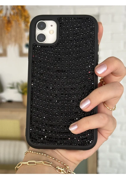 Paladyum Case iPhone 11 Uyumlu Siyah Pırlanta Taşlı Kılıf