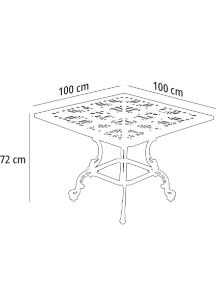 Aden Kare 4 Kişilik Bahçe Masa Sandalye Takımı | Metal Döküm
