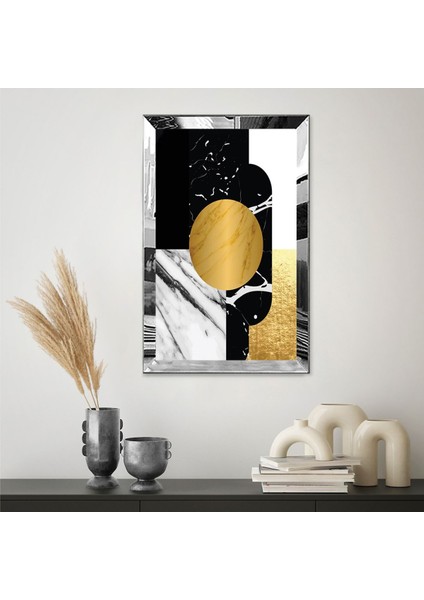 Gold Aynalı Pleksi Çerçeveli Geometrik Şekilli Siyah ve Altın Renkli Modern Tasarım Tablo fiyatları